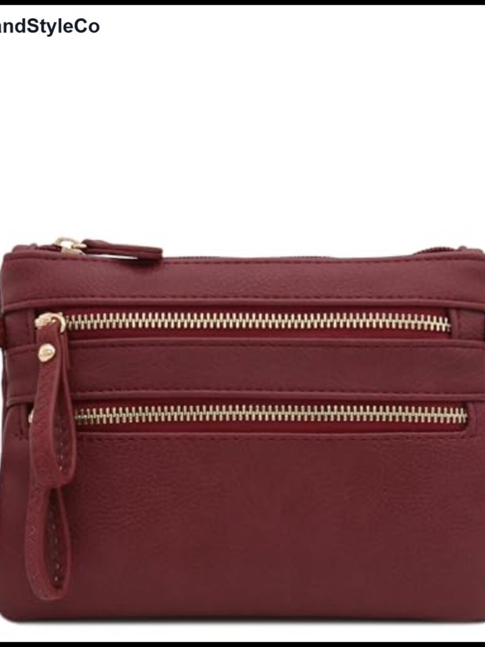 Faux Leather Wristlet Crossbody Bag Multi Zipper Pockets